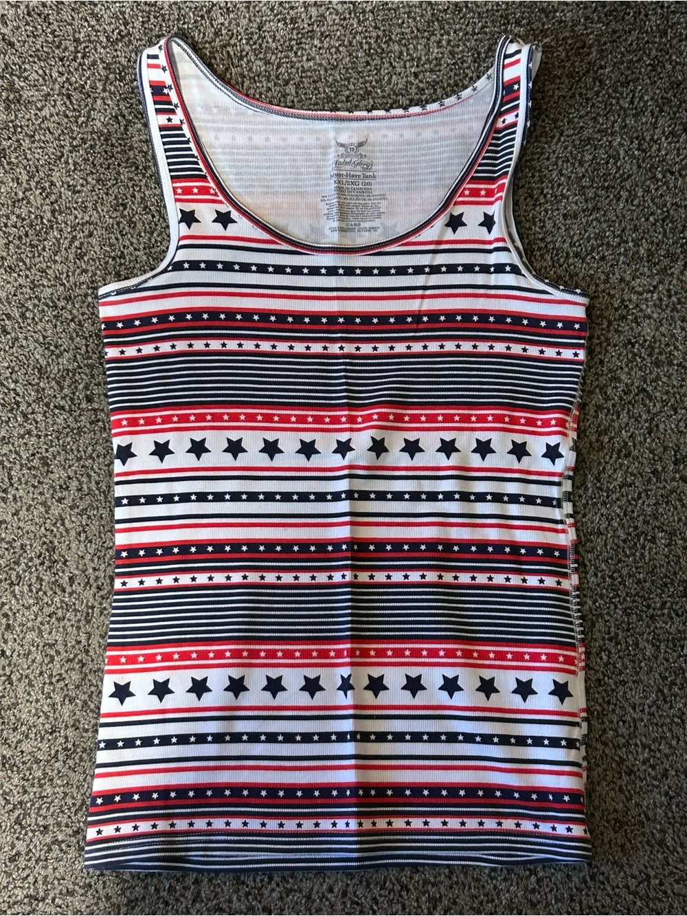 Faded Glory Red, White & Navy Striped Star Tank